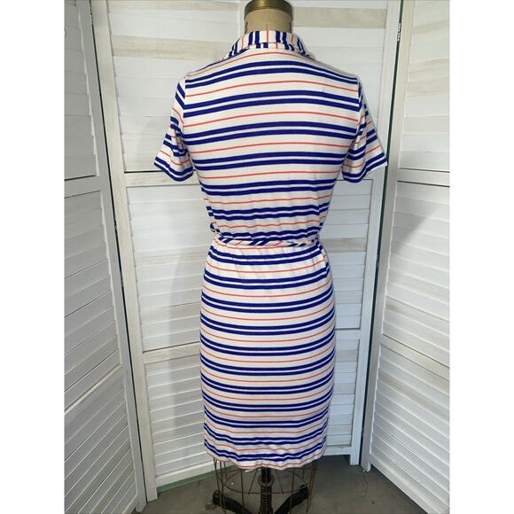Vintage Lady Bayard 60s Striped Shirt Dress Sheath Pencil Knit Belted Small/Med - Picture 5 of 8
